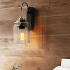 Vintage Style Wall Sconce With Ribbed Glass Shade | Mennts