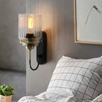 Vintage Style Wall Sconce With Ribbed Glass Shade | Mennts