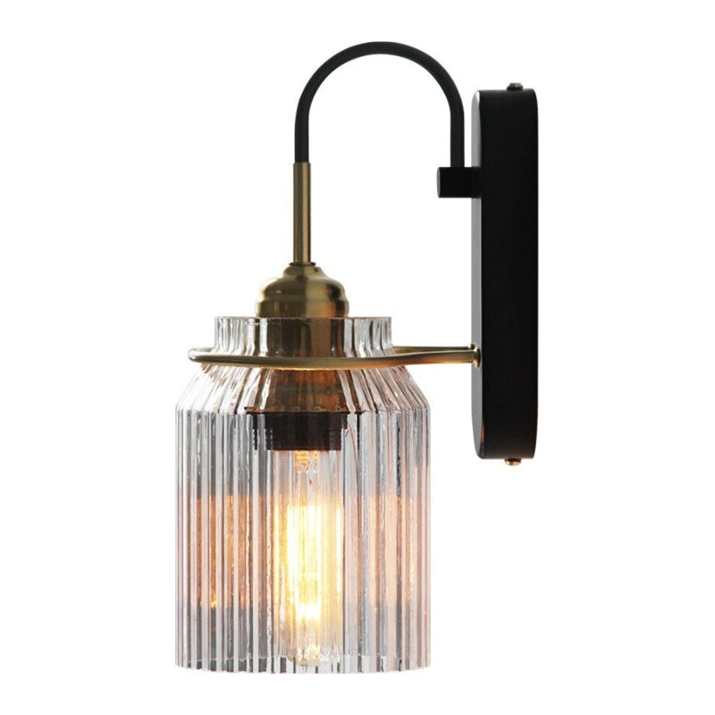 Vintage Style Wall Sconce With Ribbed Glass Shade | Mennts