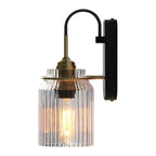 Vintage Style Wall Sconce With Ribbed Glass Shade | Mennts