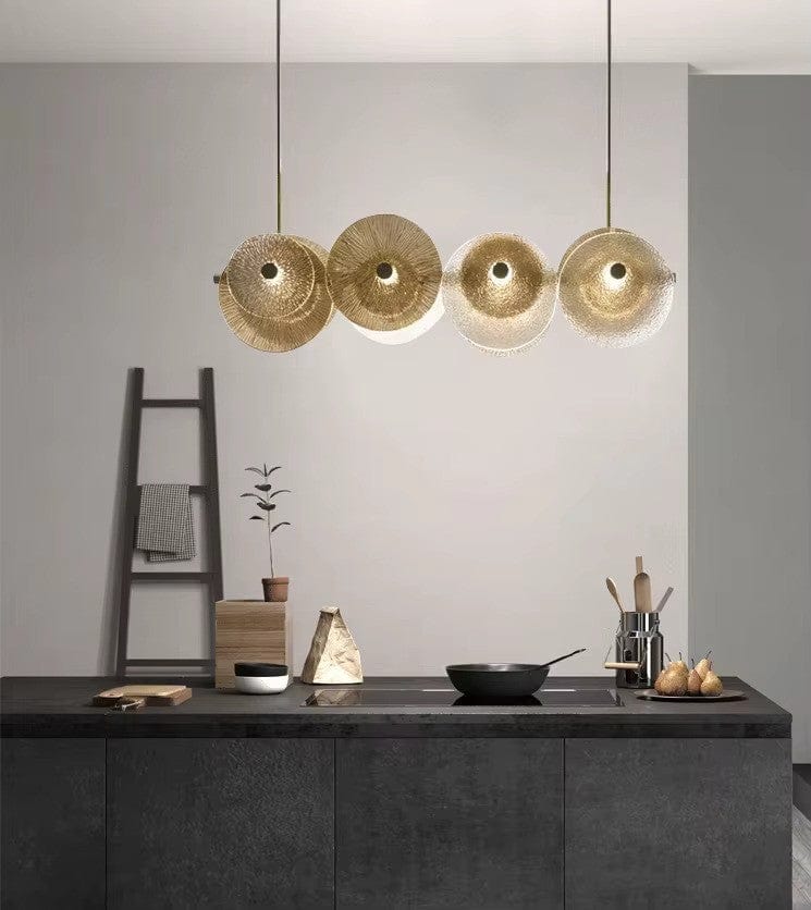 Bellara Circular Glass Chandelier In Gold | Mennts