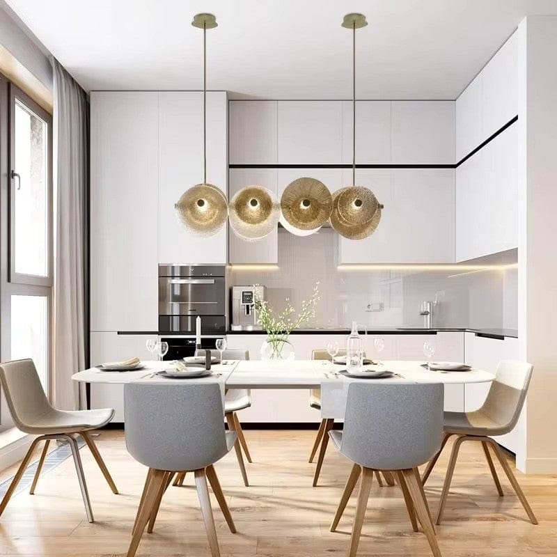 Bellara Circular Glass Chandelier In Gold | Mennts